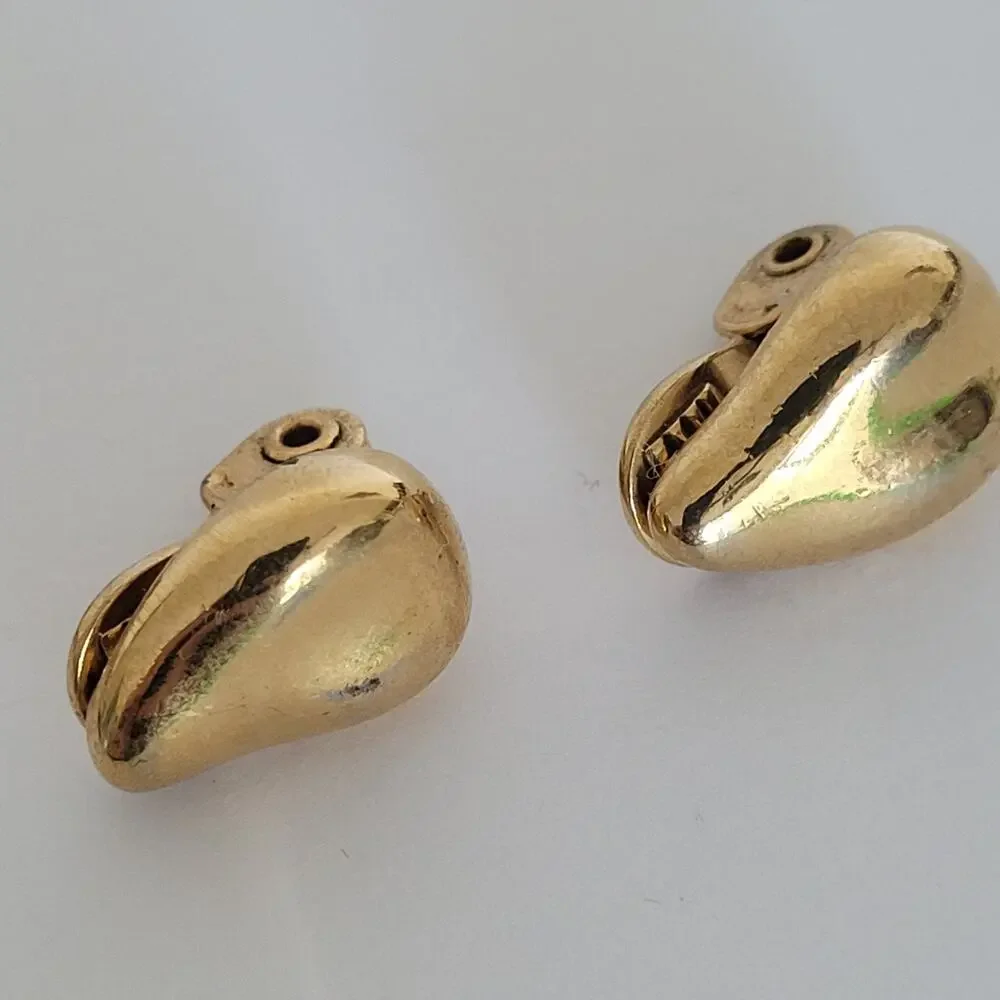 Vintage‎ Monet Knot Teardrop Gold Tone Clip on Earrings Round Glam Lot Of 2